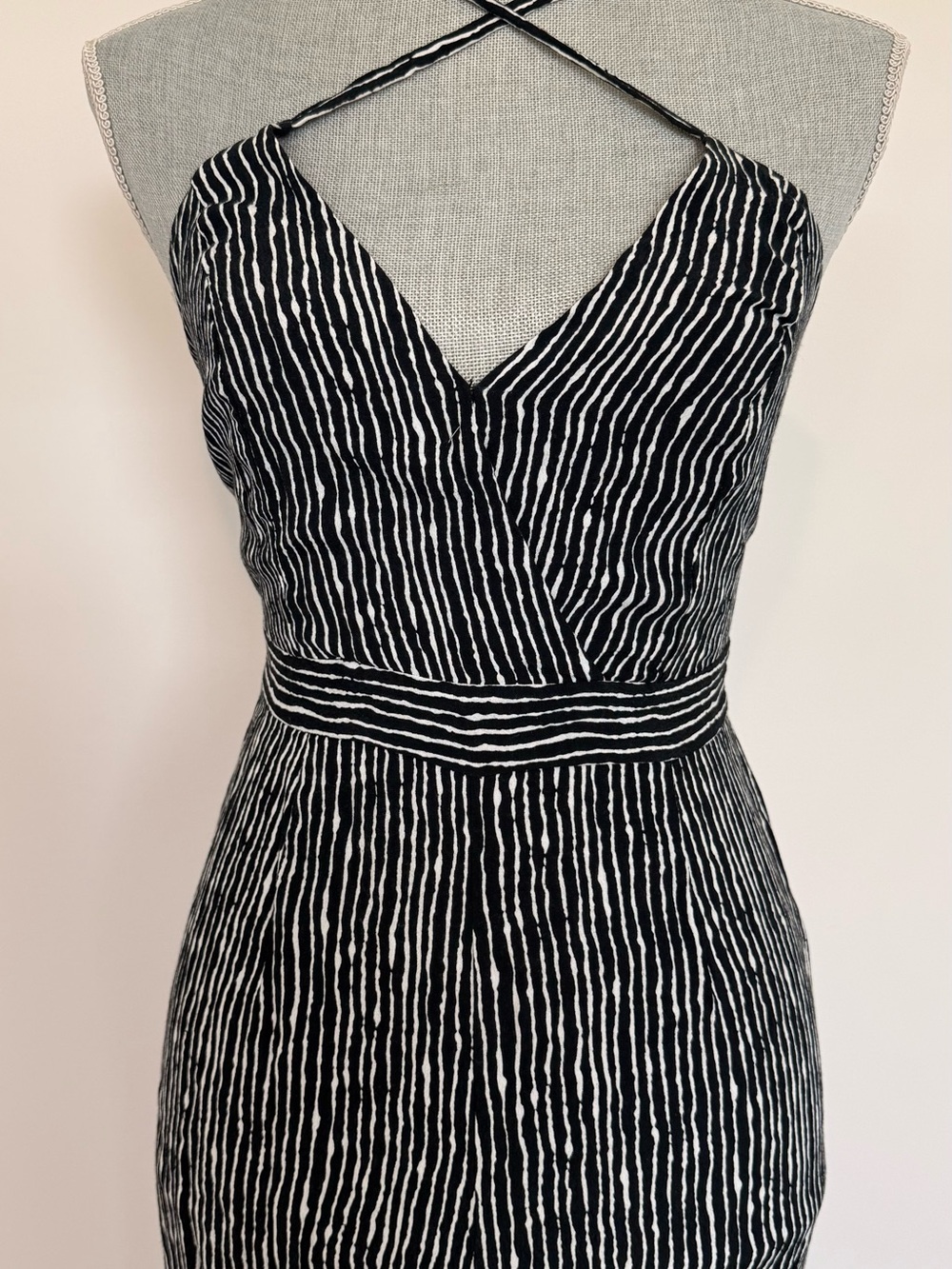 Lulus Black & White Striped Wide Leg Jumpsuit XS - Picture 4 of 8